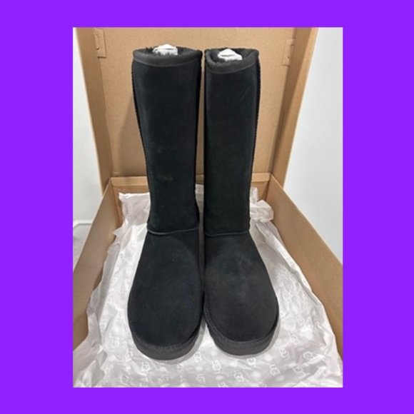 NEW IN BOX - Classic Tall UGG Rubber Boots in Black with large Logo - Size 9 - Picture 3 of 7